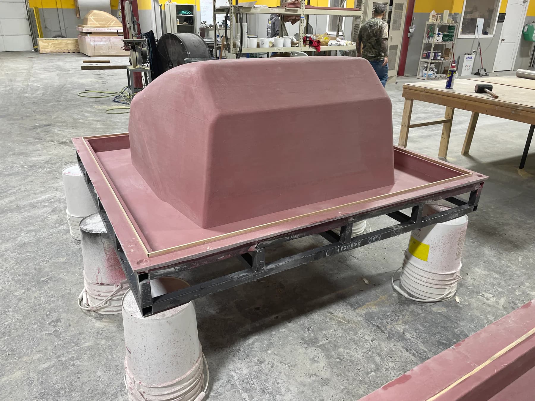 Large finished pattern on a steel frame in the Prestige Tooling shop