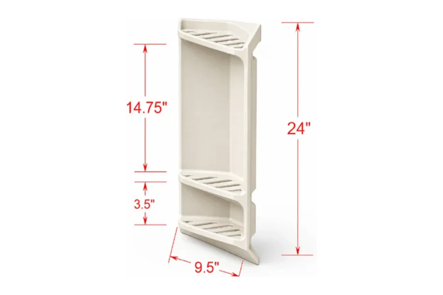 Catalog drawing of the Diamond Plus Corner Niche with labeled dimensions
