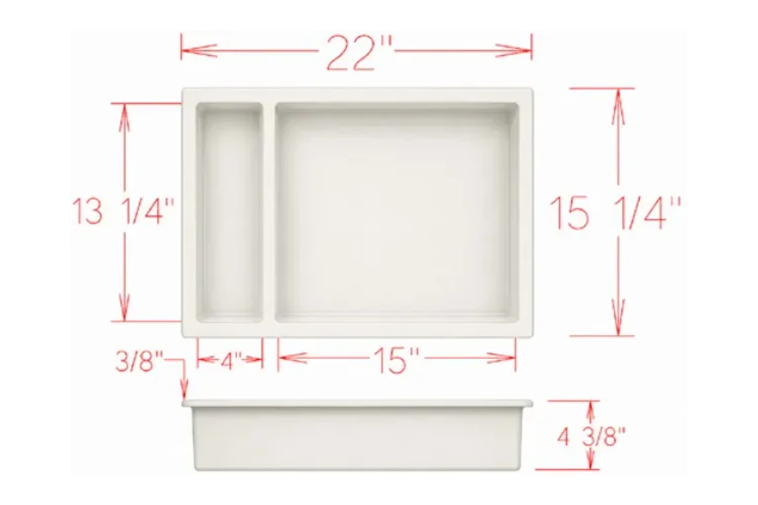 Catalog drawing of the Ordaz Niche with shelf and labeled dimensions